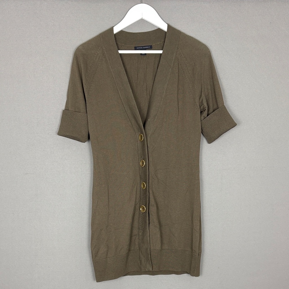 Banana Republic Women’s Cotton/Wool Blend Long Brown Cardigan